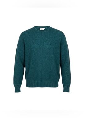 Vtg The Fox Collection Sweater Men Lg Green Wool Blend Knit Retro Crew Neck Golf